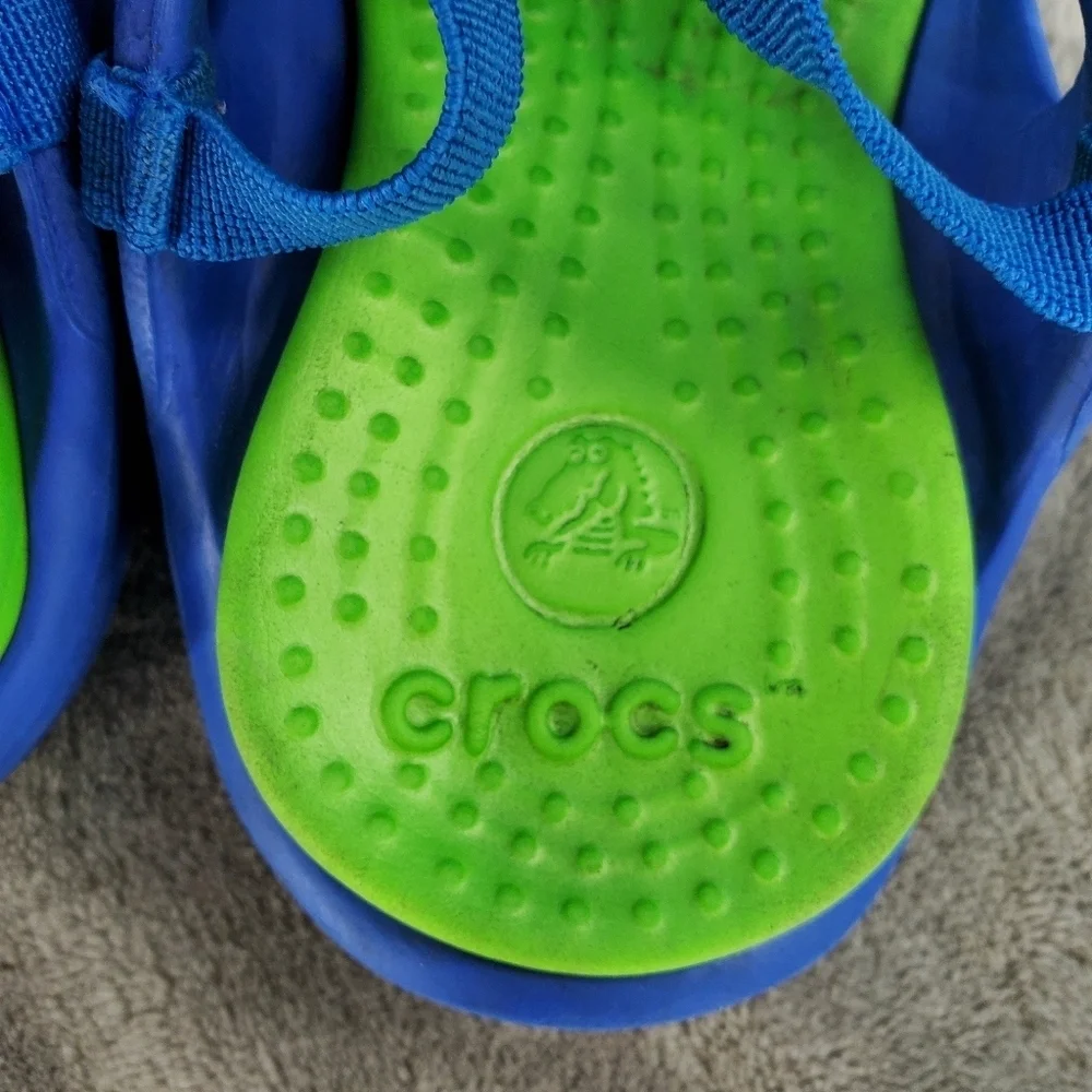 CROCS toddler green and blue sandals 6/7